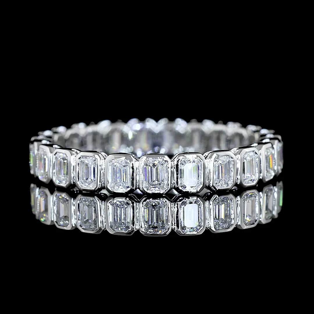0.98 Cts 14k White Gold Emerald Shape Eternity Band Eternity Band