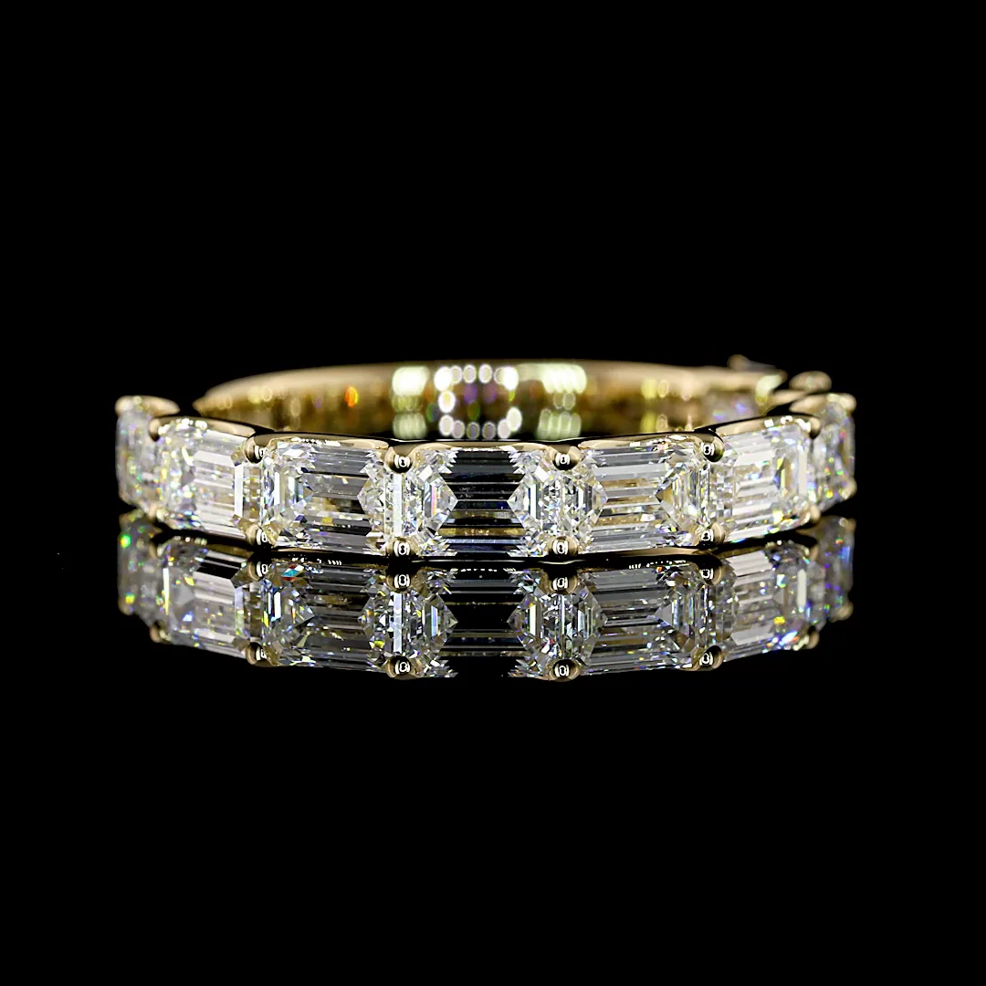 1.95 Cts 14k Yellow Gold Emerald Shape Half Eternity Eternity Band