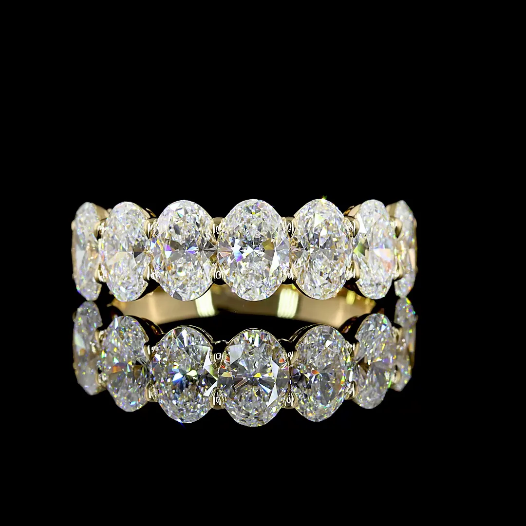 2.98 Cts 14k Yellow Gold Oval Shape 7 Stones Eternity Band