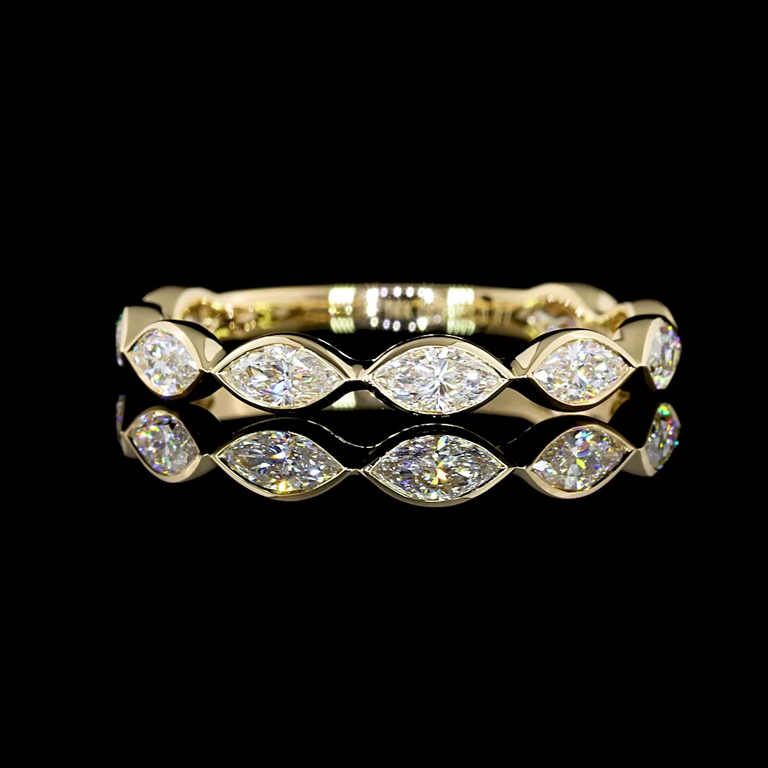 0.77 Cts 14k Yellow Gold Marquise Shape 3/4 Band Eternity Band