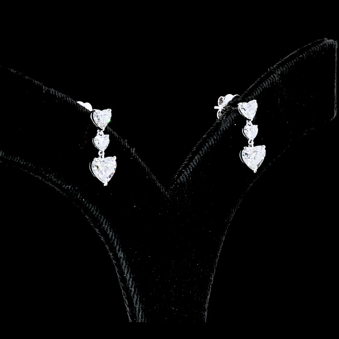 2.03 Cts 14k White Gold Heart Shape Hanging Earring