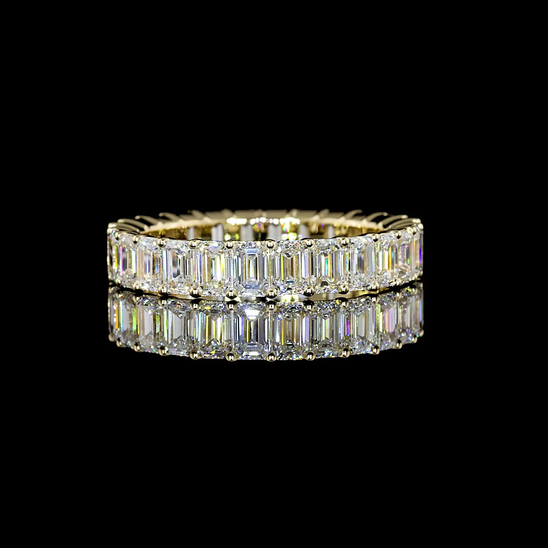 3.12 Cts 14k Yellow Gold Emerald Shape Eternity Band Ring