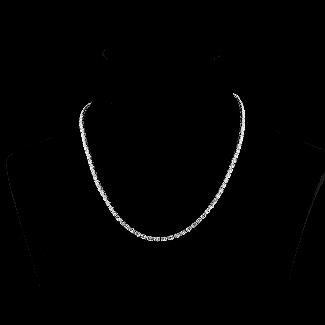 12.34 Cts 14k White Gold Oval Shape Tennis Necklace