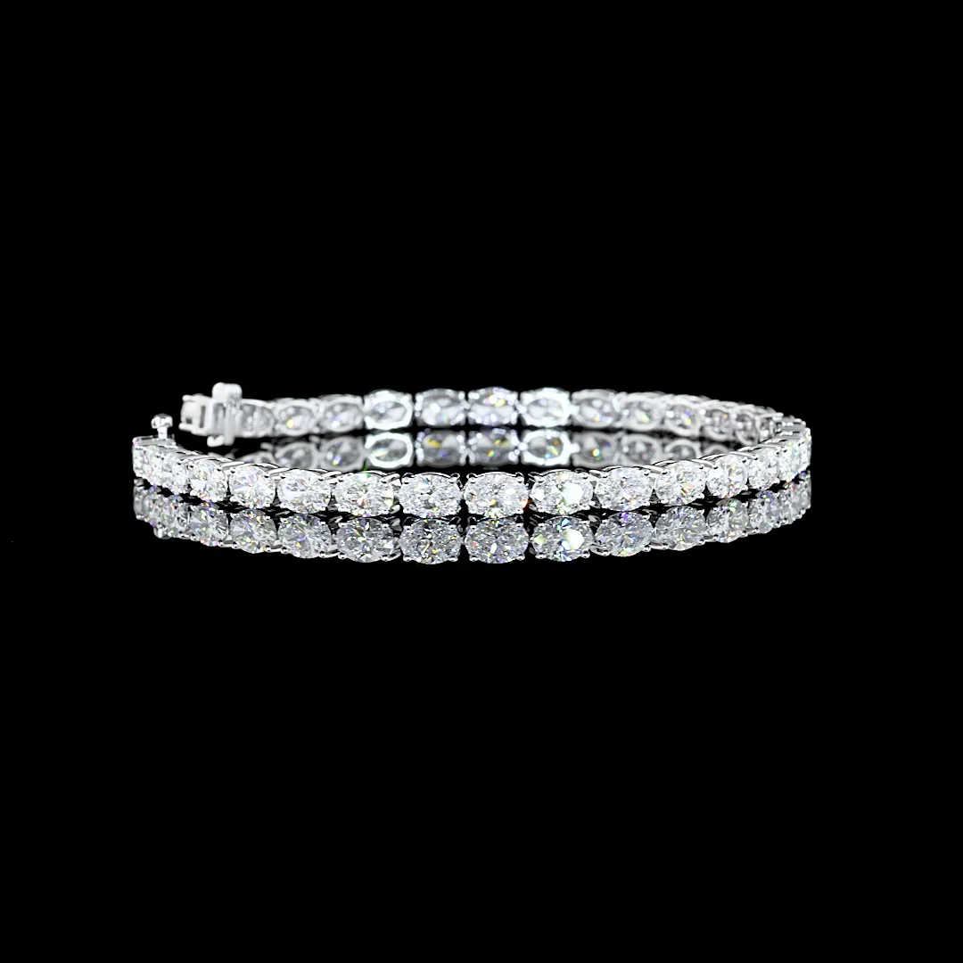 9.41 Cts 18k White Gold Oval Shape Tennis Bracelet