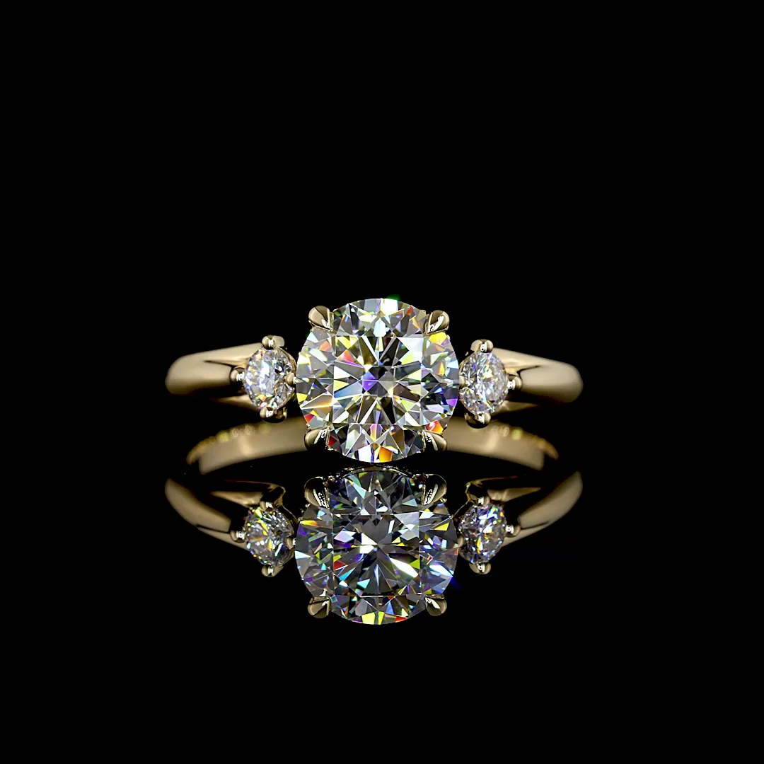 1.6 Cts 14k Yellow Gold Round Shape Hidden Halo Ring