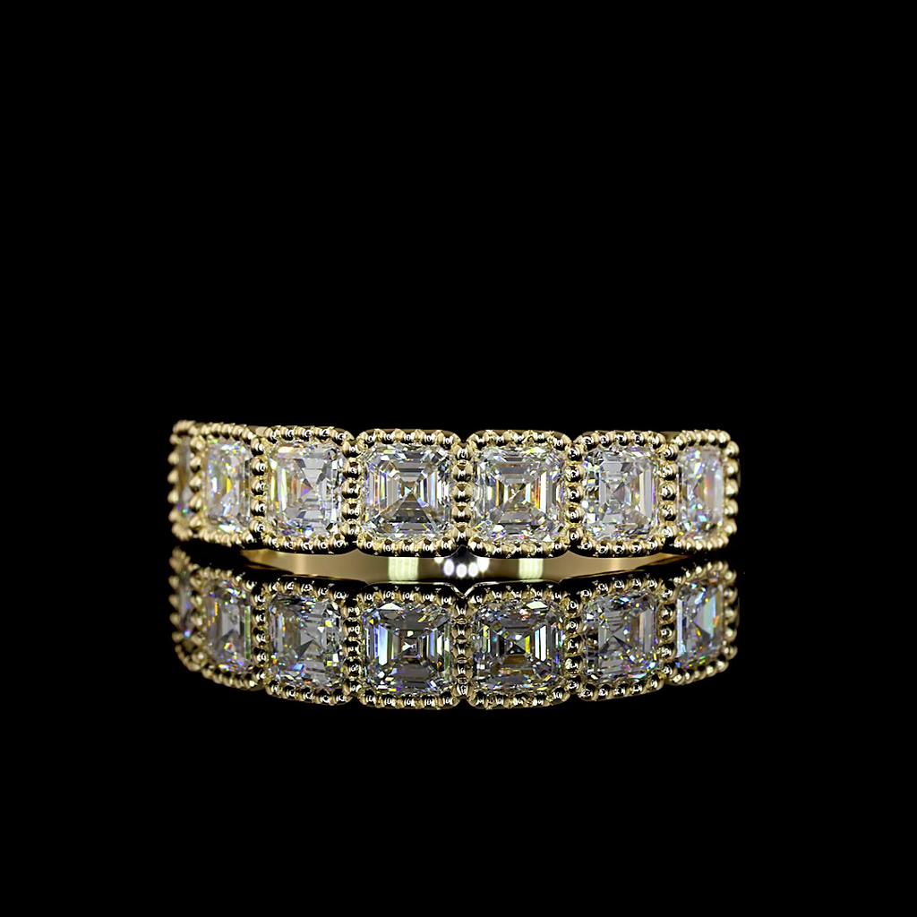 1.45 Cts 14k Yellow Gold Asscher Shape 7 Stones Eternity Band