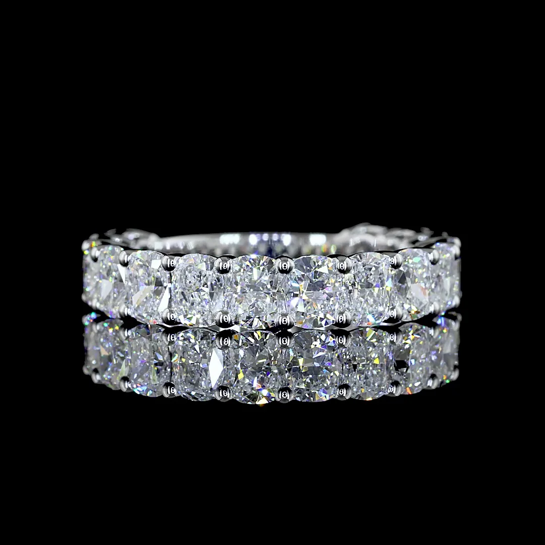 2.62 Cts 14k White Gold Cushion Shape 3/4 Band Eternity Band