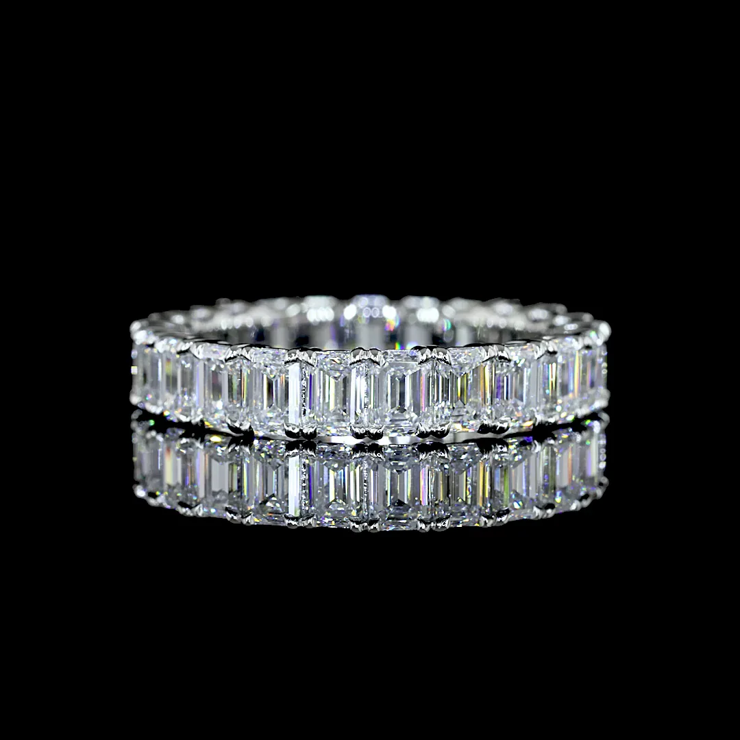 3.34 Cts Platinum Emerald Shape Eternity Band Eternity Band