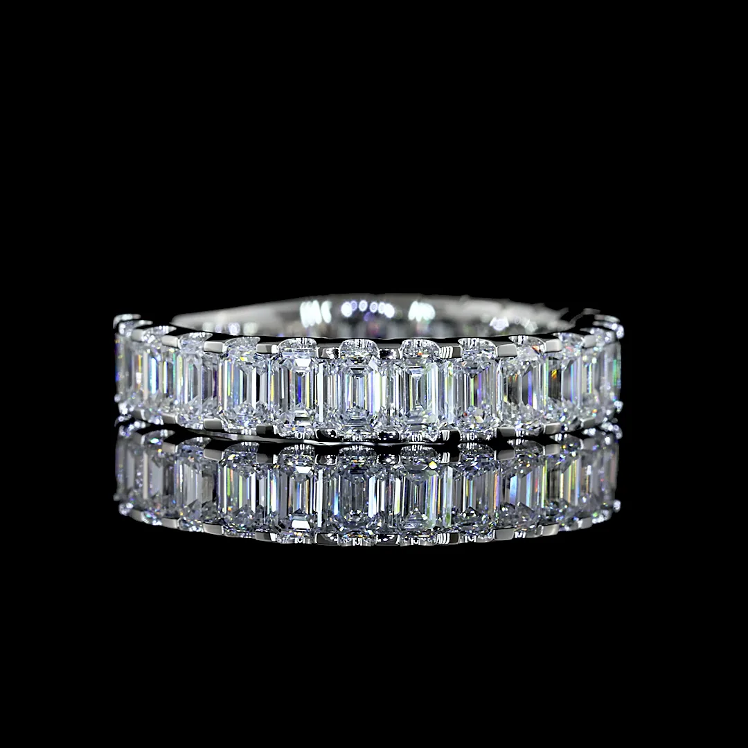 2.12 Cts Platinum Emerald Shape 3/4 Band Eternity Band