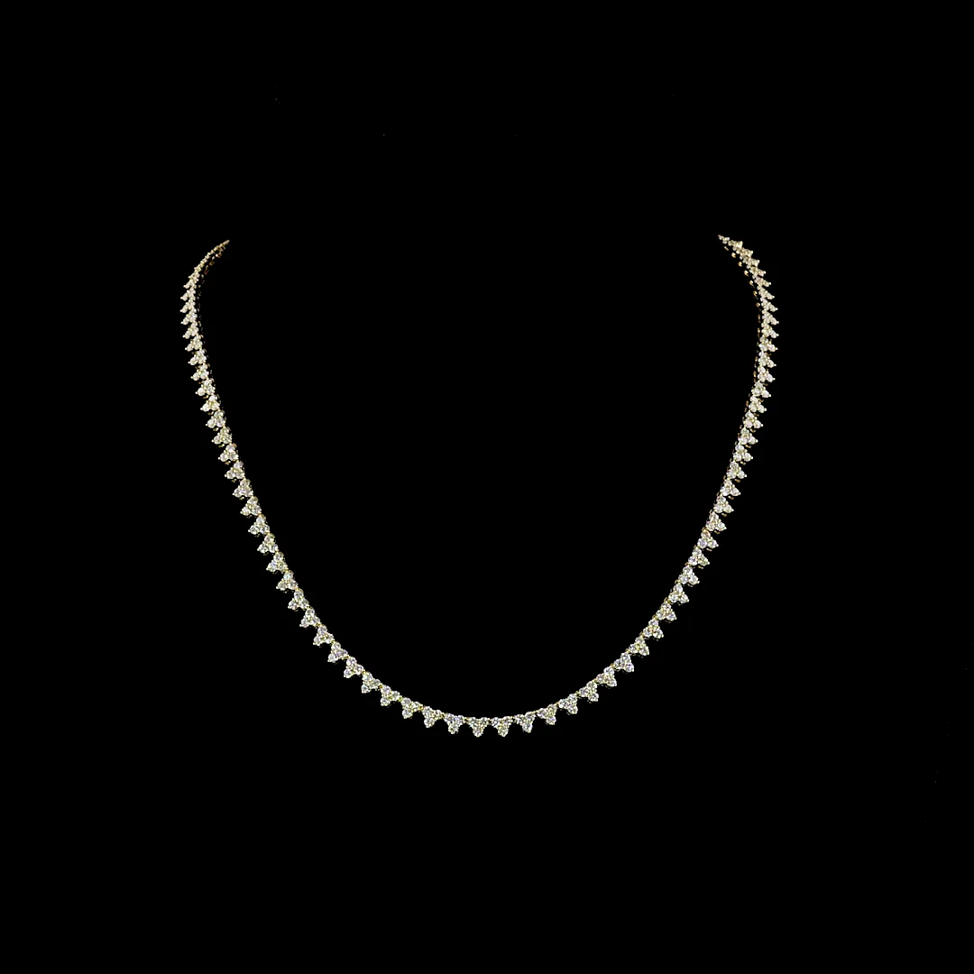 6.16 Cts 14k Yellow Gold Round Shape Tennis Necklace