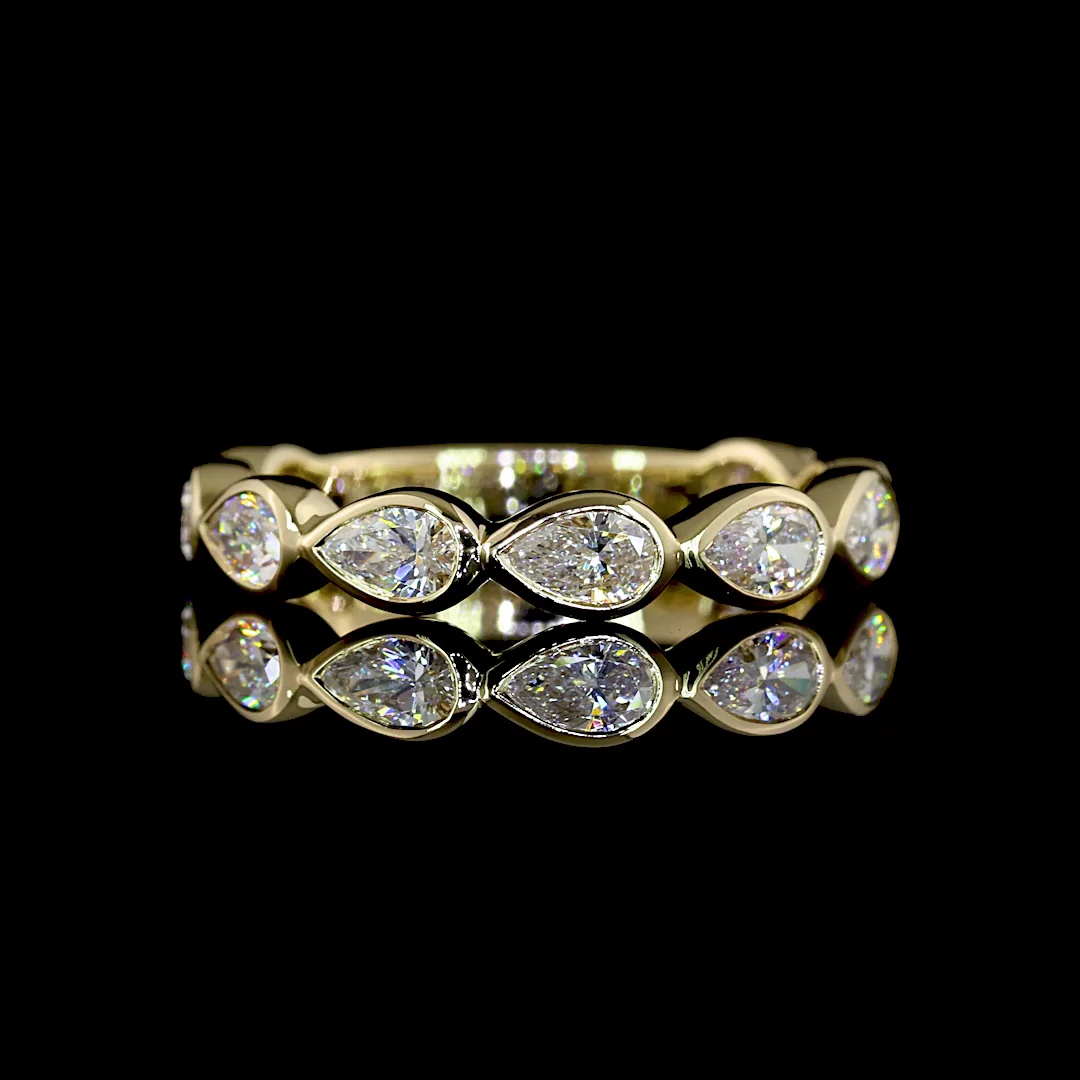 0.72 Cts 14k Yellow Gold Pear Shape 3/4 Band Eternity Band