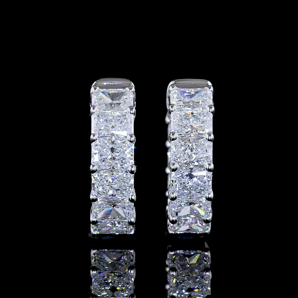 2.3 Cts 14k White Gold Radiant Shape Huggies Earring