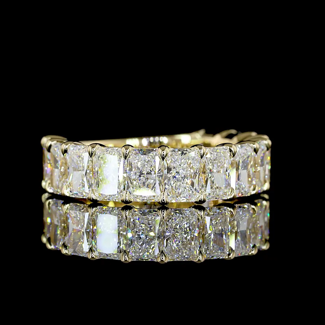 3.56 Cts 14k Yellow Gold Radiant Shape 3/4 Band Eternity Band