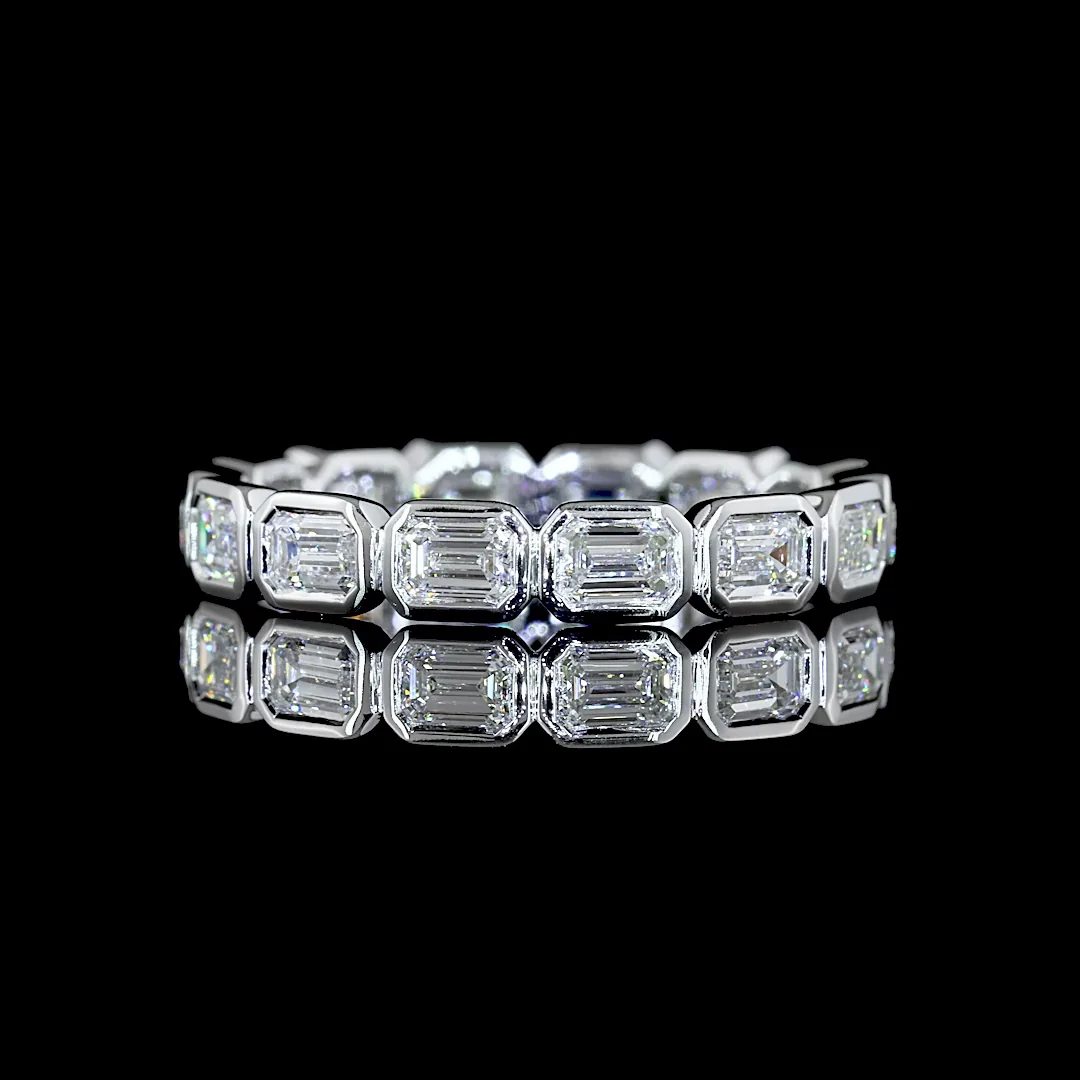 1.37 Cts 14k White Gold Emerald Shape Eternity Band Eternity Band