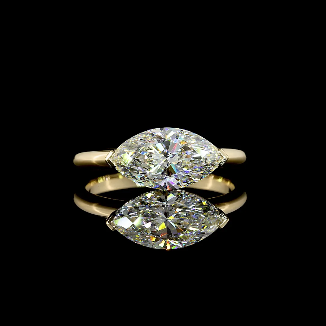2.01 Cts 14k Yellow Gold Marquise Shape Solitaire Ring