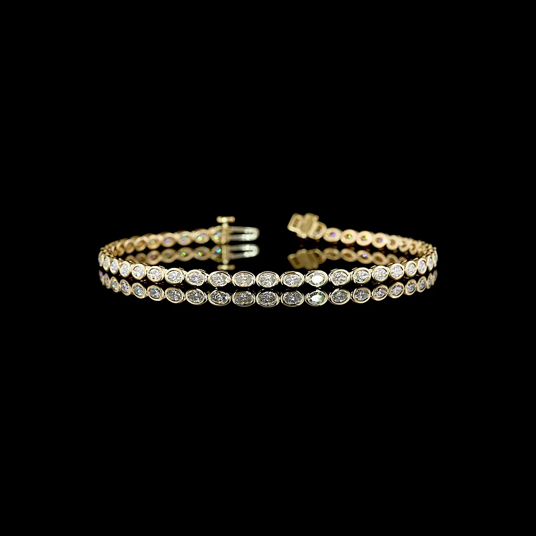 2.3 Cts 14k Yellow Gold Oval Shape Tennis Bracelet