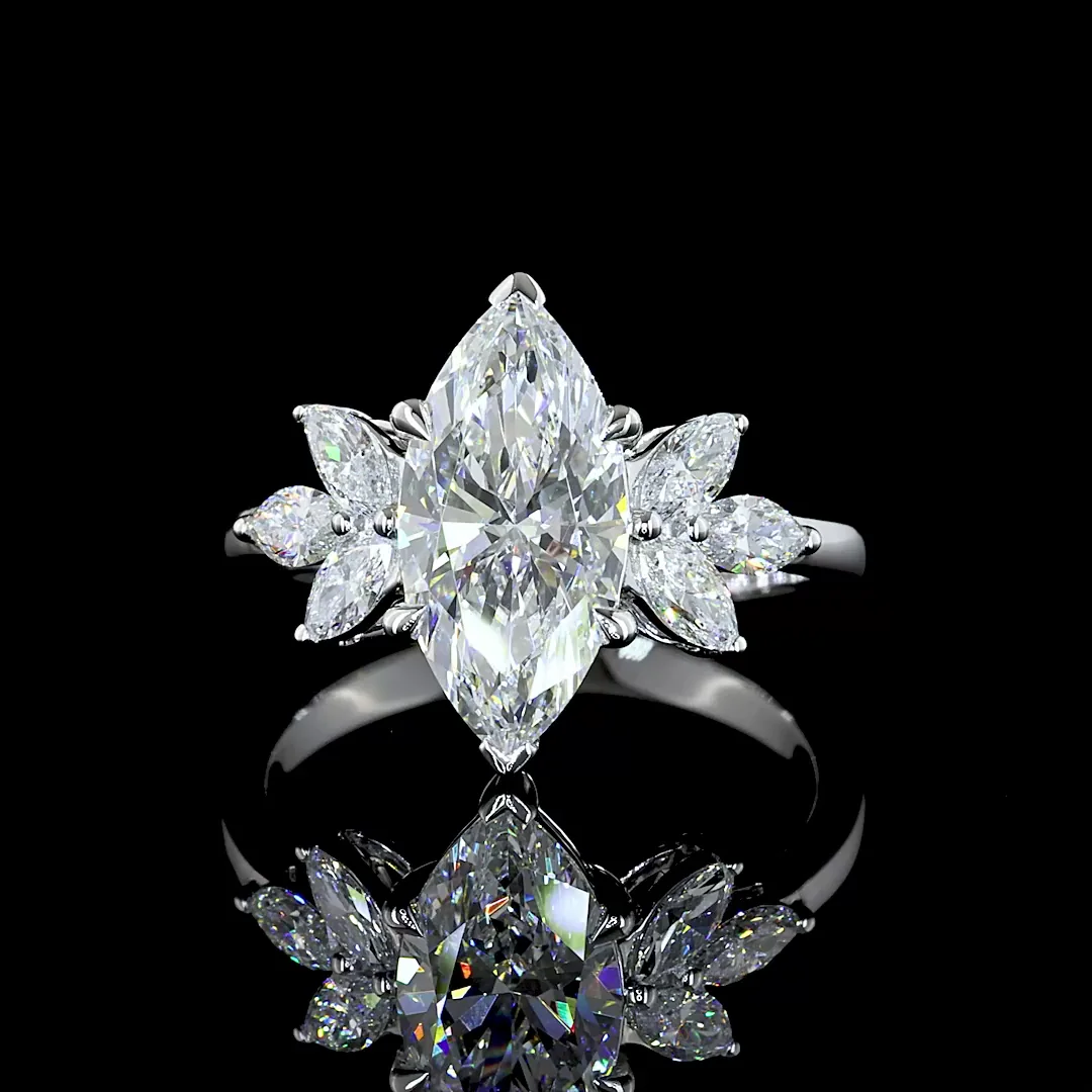 2.71 Cts 14k White Gold Marquise Shape Special Ring