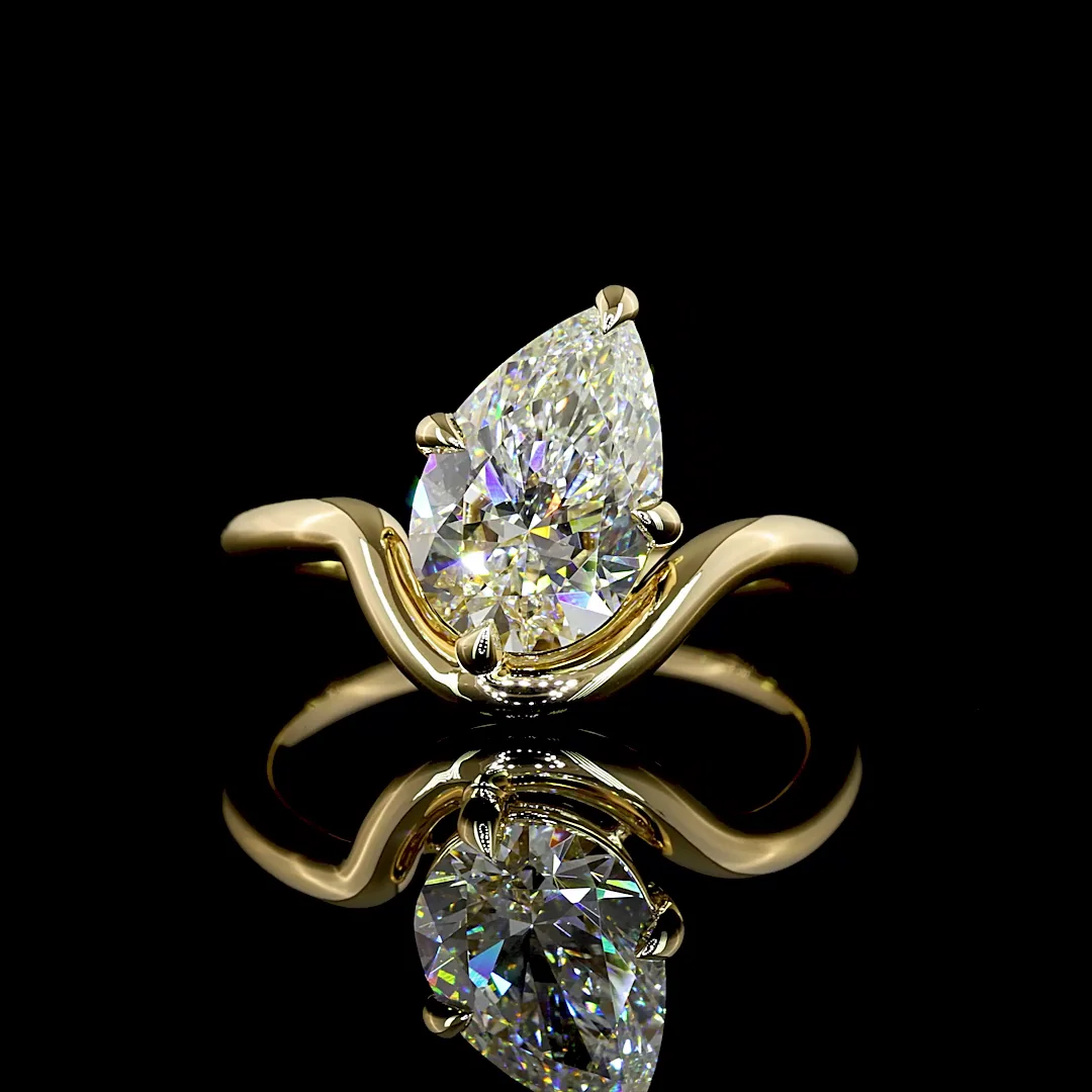 2.11 Cts 14k Yellow Gold Pear Shape Solitaire Ring