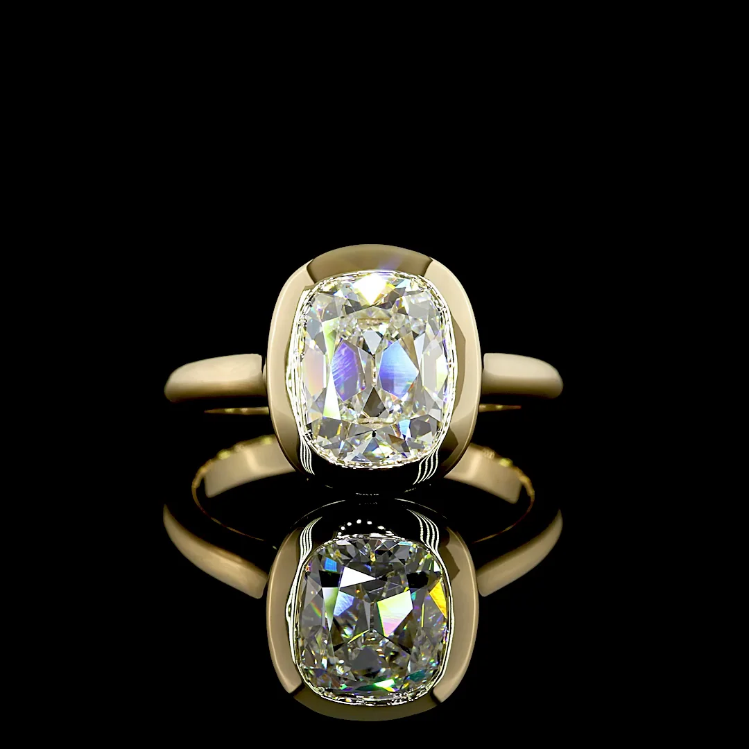 2.3 Cts 14k Yellow Gold Antique Cushion Shape Solitaire Ring
