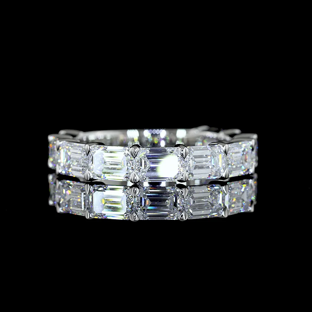 3.99 Cts Platinum Emerald Shape 3/4 Band Eternity Band