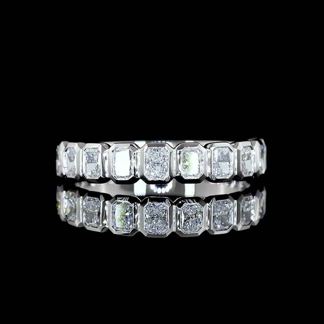 1.06 Cts Platinum Radiant Shape Half Eternity Eternity Band