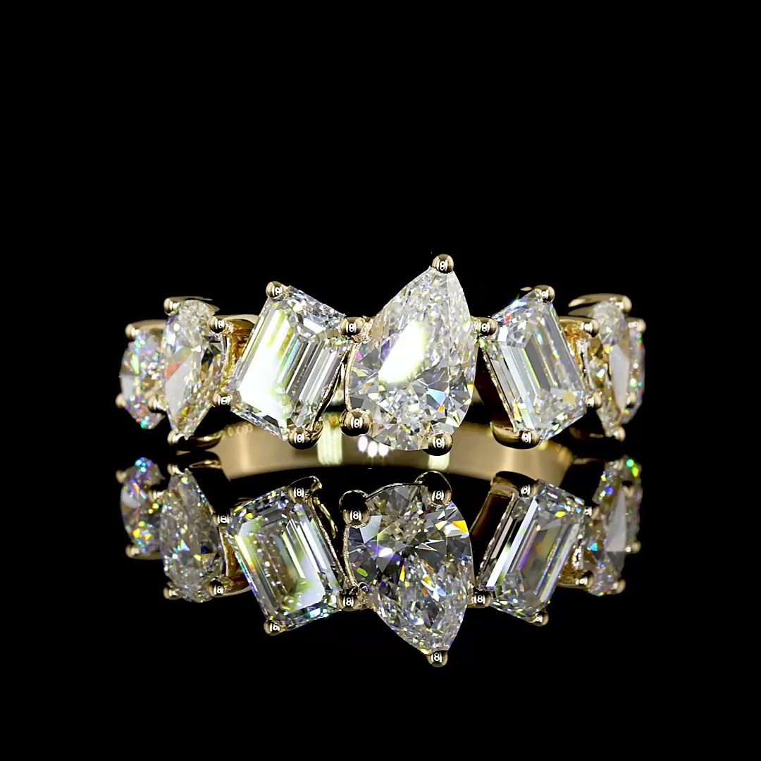 2.97 Cts 14k Yellow Gold Mix Shape Half Eternity Eternity Band