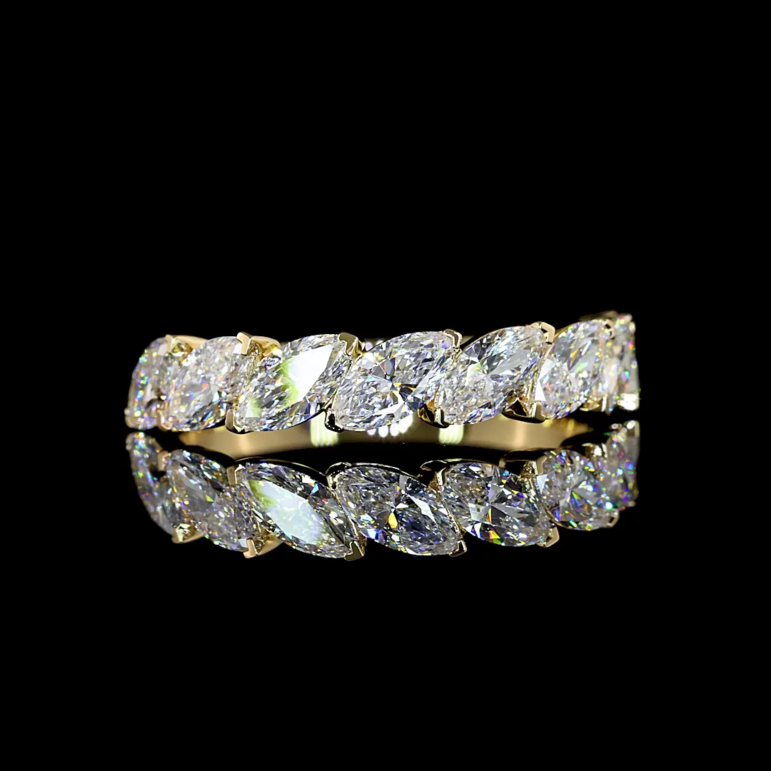 1.51 Cts 14k Yellow Gold Marquise Shape Half Eternity Eternity Band