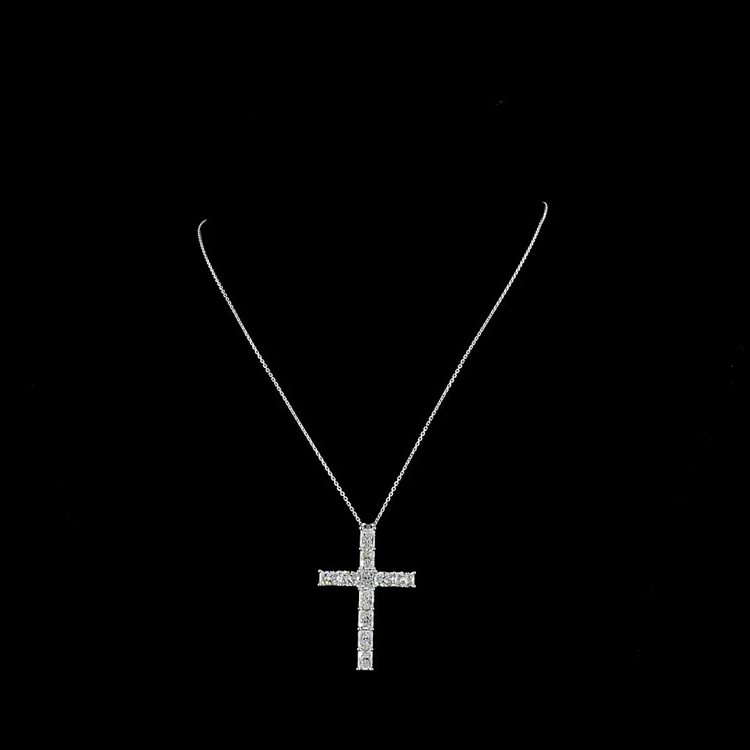 5.55 Cts 14k White Gold Radiant Shape Symbol Pendant