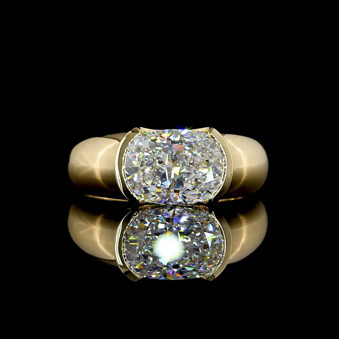 2.53 Cts 14k Yellow Gold Cushion Brilliant Shape Solitaire Ring