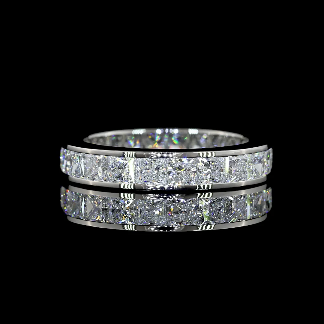 3.45 Cts Platinum Princess Shape Eternity Band Eternity Band