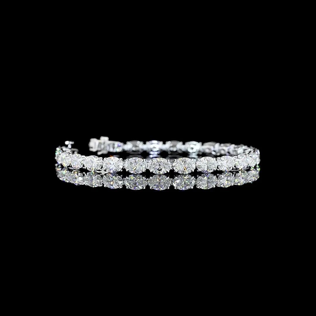 15.04 Cts 14k White Gold Oval Shape Tennis Bracelet
