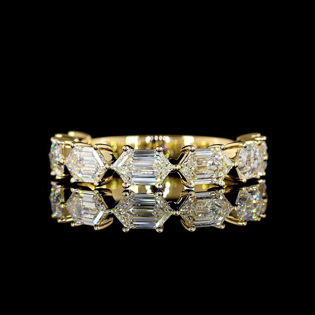 2.58 Cts 18k Yellow Gold Step Marquise Shape 7 Stones Eternity Band