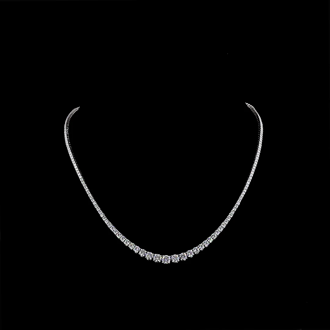 6.97 Cts 14k White Gold Round Shape Riviera Necklace