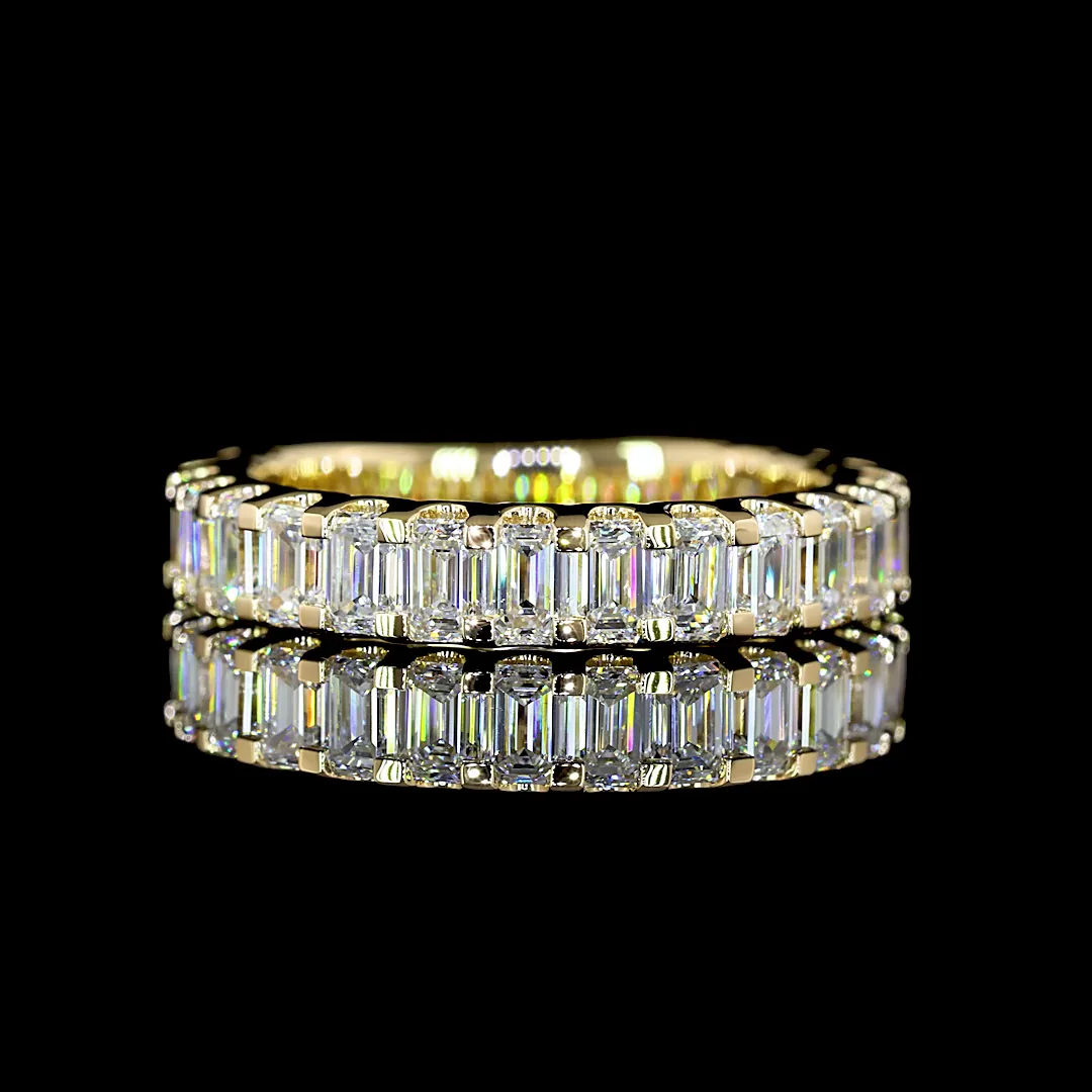 1.9 Cts 14k Yellow Gold Emerald Shape 3/4 Band Eternity Band