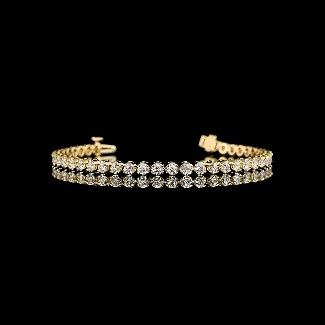 3.35 Cts 14k Yellow Gold Round Shape Tennis Bracelet