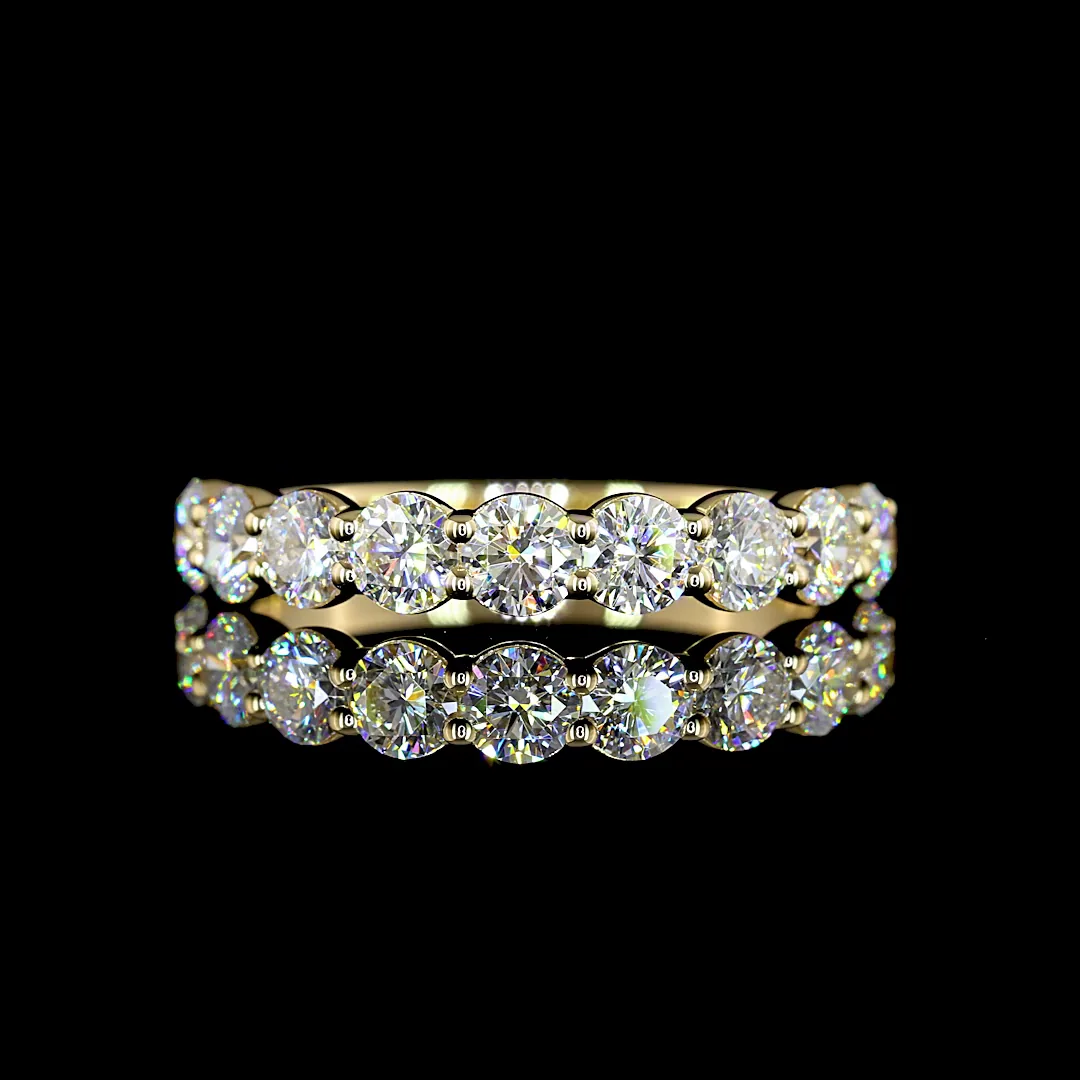 0.98 Cts 14k Yellow Gold Round Shape Half Eternity Eternity Band