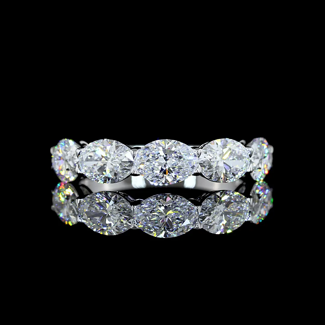 2.64 Cts 14k White Gold Oval Shape 5 Stones Eternity Band