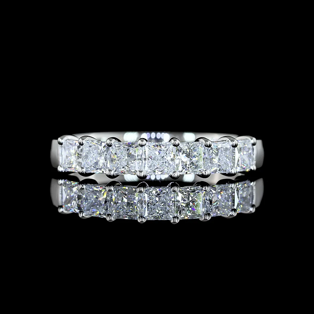 0.99 Cts Platinum Princess Shape 7 Stones Eternity Band