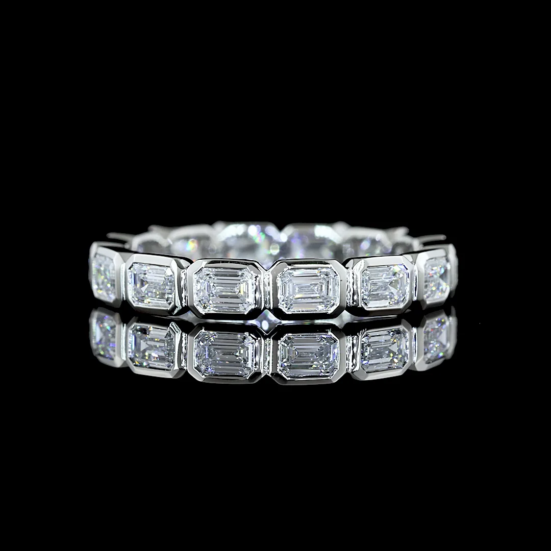 1.34 Cts Platinum Emerald Shape Eternity Band Eternity Band