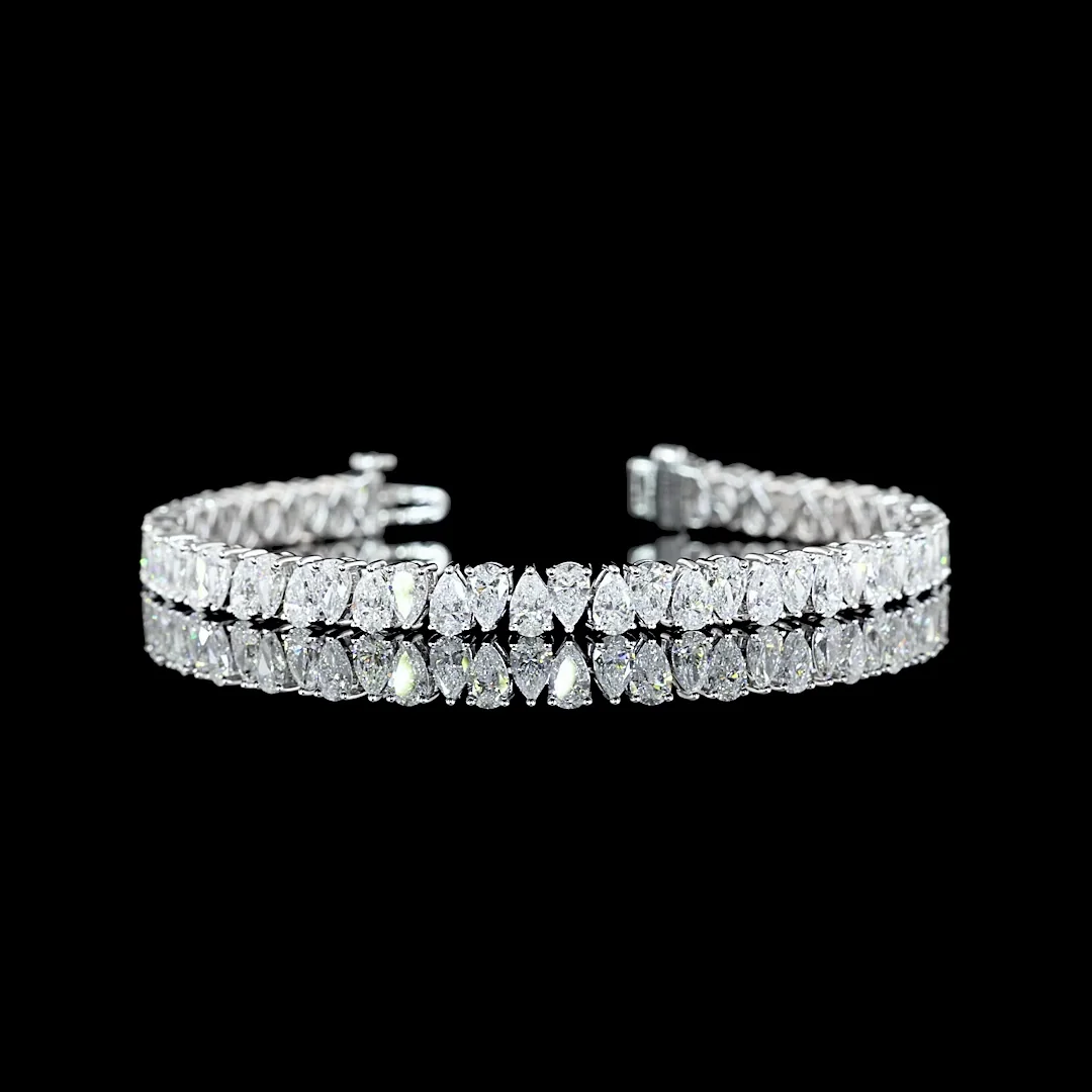 9.59 Cts 14k White Gold Pear Shape Tennis Bracelet
