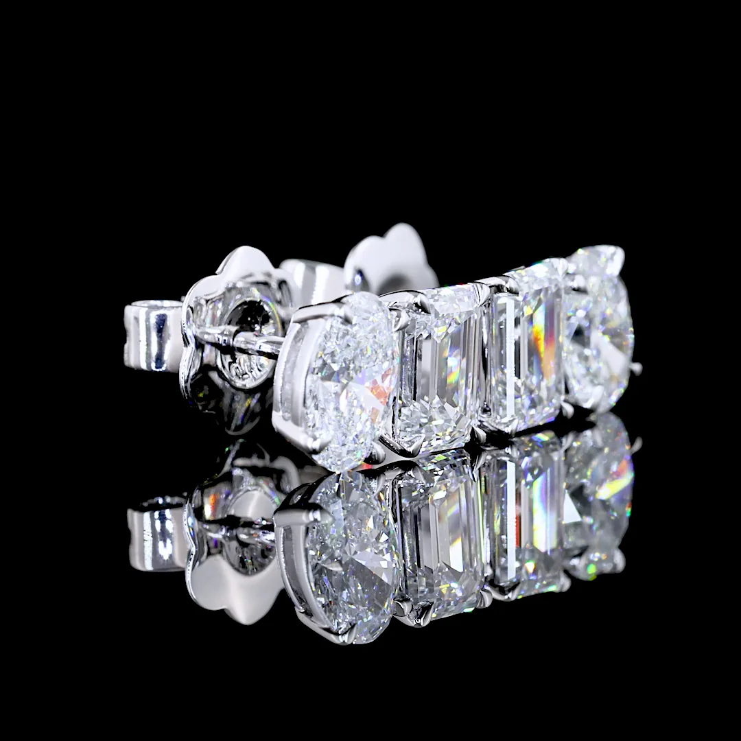 1.93 Cts 14k White Gold Oval Shape Studs Earring