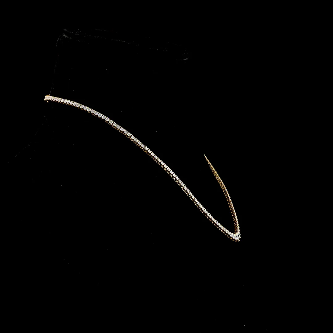 8.34 Cts 18k Yellow Gold Round Shape Riviera Necklace