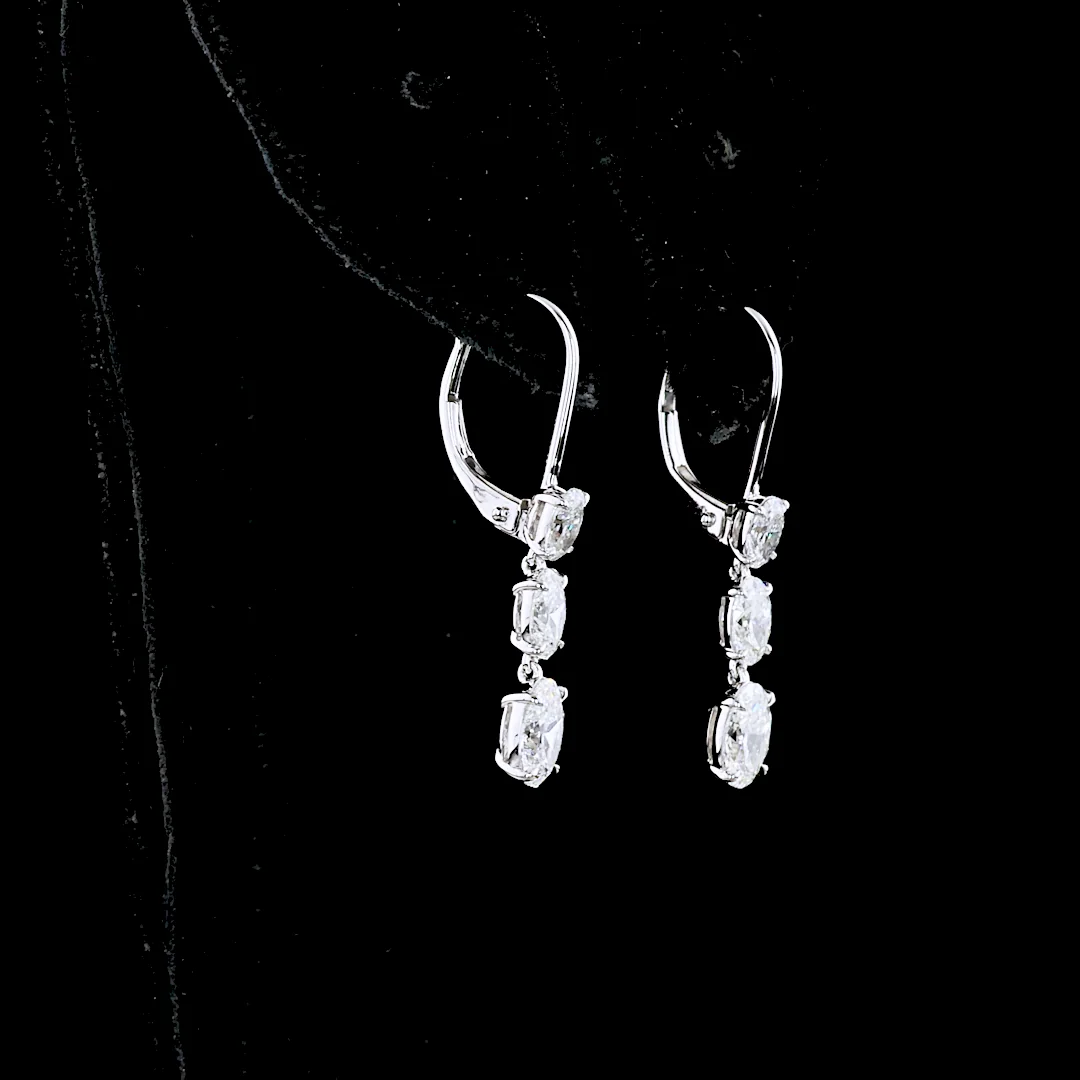 2.01 Cts 14k White Gold Oval Shape Hanging Earring