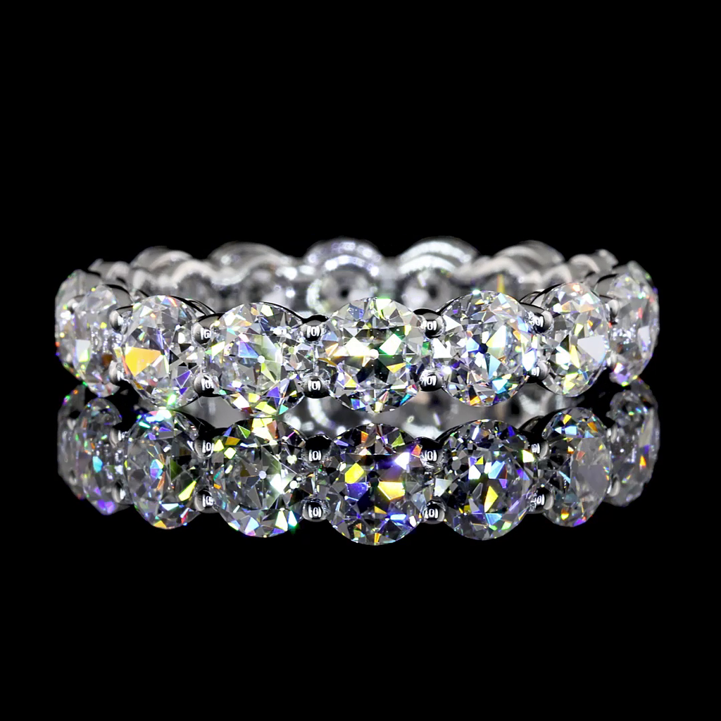 4.34 Cts 14k White Gold Old European Brilliant Shape Eternity Band Eternity Band