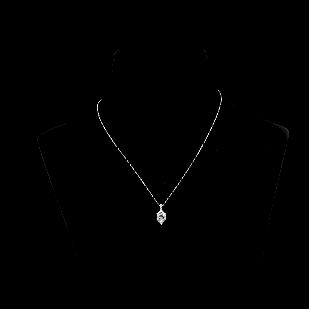 2.09 Cts 14k White Gold Antique Marquise Shape Pendant Pendant