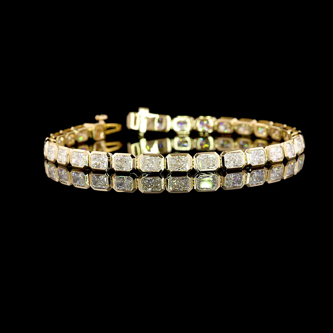 10.04 Cts 14k Yellow Gold Radiant Shape Tennis Bracelet