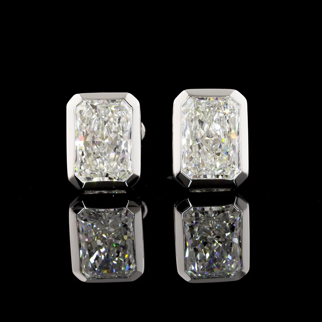 3.07 Cts 14k White Gold Radiant Shape Studs Earring