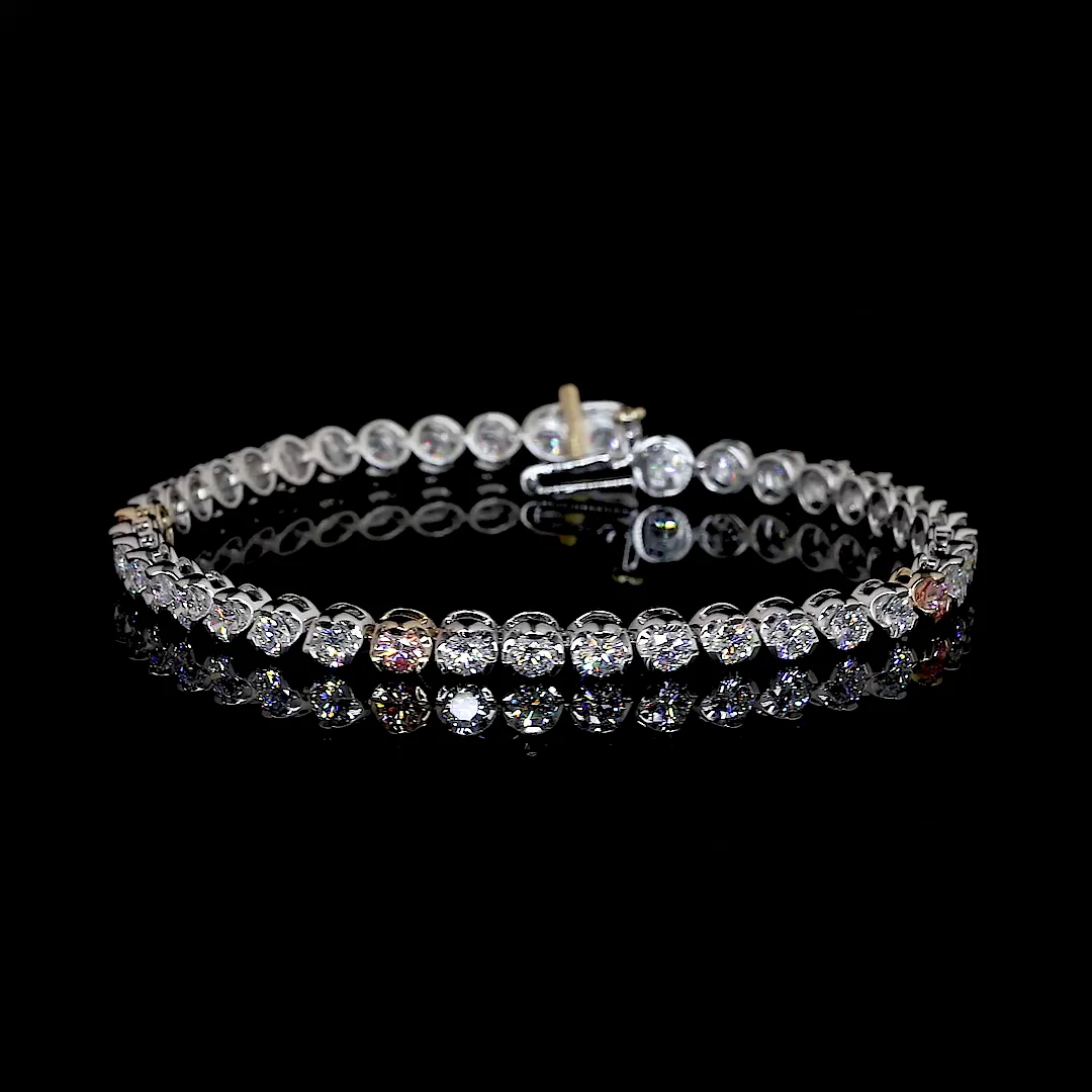 4.46 Cts 14k Two Tone Round Shape Tennis Bracelet