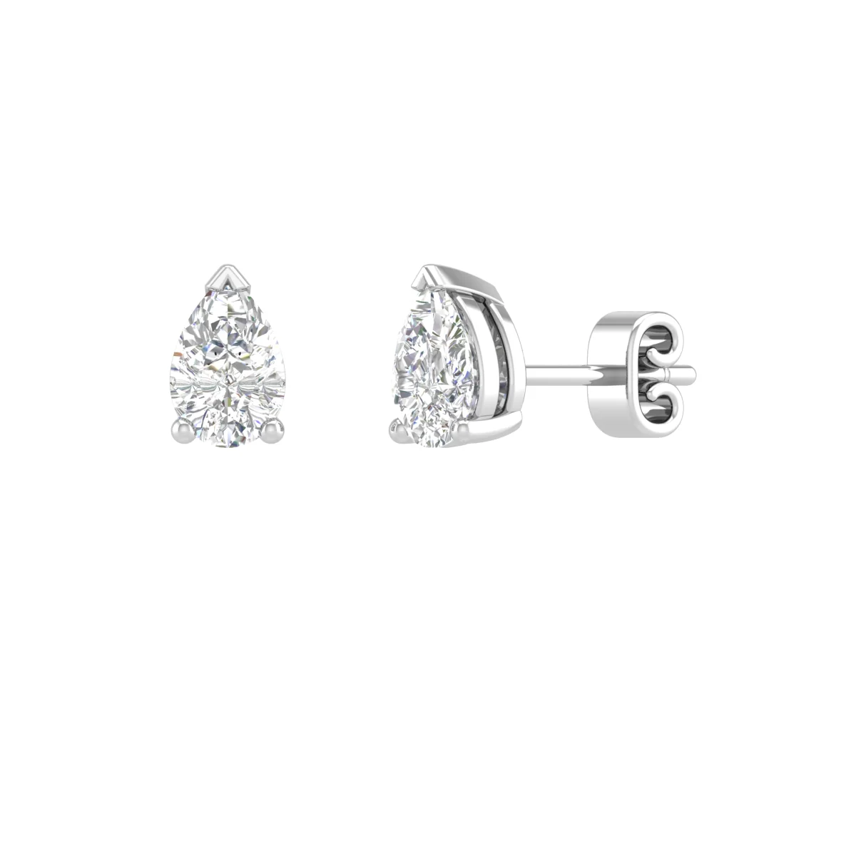 0.9 Cts 14k White Gold Pear Shape Studs Earring