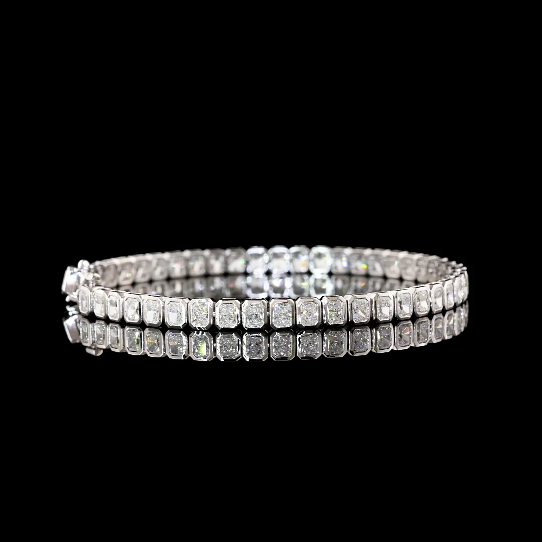 6.98 Cts 14k White Gold Radiant Shape Tennis Bracelet